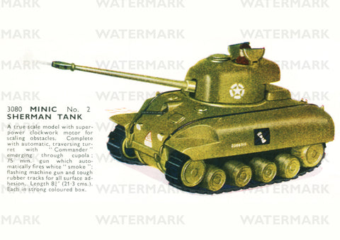 1956 TRI-ANG MINIC SHERMAN TANK AD ART PRINT POSTER