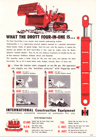 1957 INTERNATIONAL HARVESTER CONSTRUCTION EQUIPMENT AUSSIE REPRO AD ART PRINT POSTER