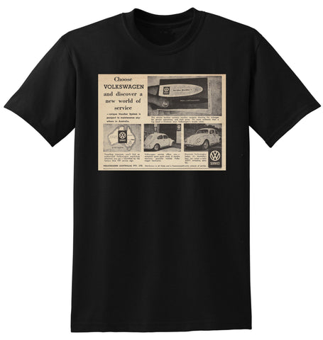 1957 VOLKSWAGEN BEETLE SERVICE AUSSIE AD TSHIRT