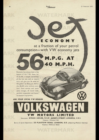 1957 VOLKSWAGEN VW BEETLE ENGLISH UK REPRO AD ART PRINT POSTER