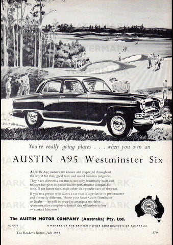 1958 AUSTIN A95 WESTMINSTER SIX BMC AUSSIE REPRO AD ART PRINT POSTER