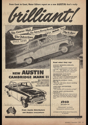 1958 AUSTIN CAMBRIDGE MARK II BMC AUSSIE REPRO AD ART PRINT POSTER