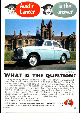 1958 AUSTIN LANCER BMC AUSSIE REPRO AD ART PRINT POSTER