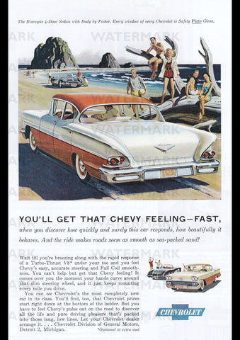 1958 CHEVROLET BISCAYNE USA REPRO AD ART PRINT POSTER