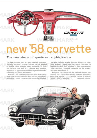 1958 CORVETTE USA REPRO AD ART PRINT POSTER