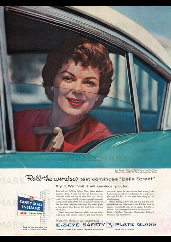 1958 E-Z-EYE SAFETY PLATED AUTO GLASS USA REPRO AD ART PRINT POSTER