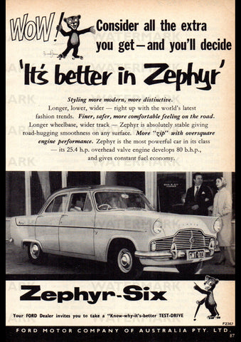 1958 FORD ZEPHYR-SIX AUSSIE REPRO AD ART PRINT POSTER