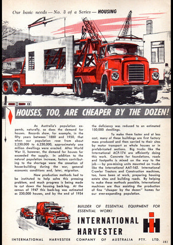 1958 INTERNATIONAL HARVESTER OUR BASIC NEEDS #3 AUSSIE REPRO AD ART PRINT POSTER