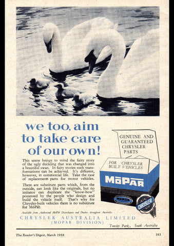 1958 MOPAR CHRYSLER GENUINE PARTS AUSSIE REPRO AD ART PRINT POSTER
