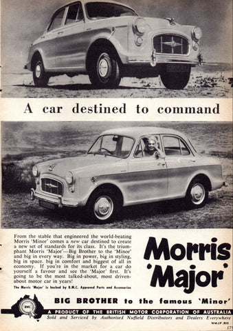 1958 MORRIS MAJOR BMC AUSSIE REPRO AD ART PRINT POSTER