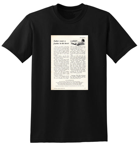 1958 SIMCA ARONDE FATHER WEAR A FEATHER IN HIS BERET AD TSHIRT