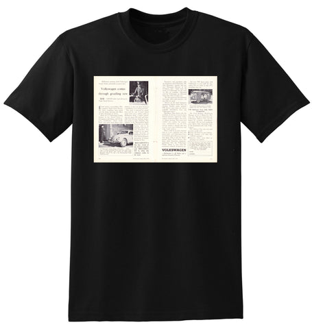1958 VOLKSWAGEN COMES THROUGH GRUELLING NEW TEST AUSSIE AD TSHIRT