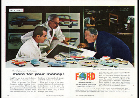 1958 WORLD WIDE FORD COMPANIES STYLING PROMOS AUSSIE REPRO AD ART PRINT POSTER