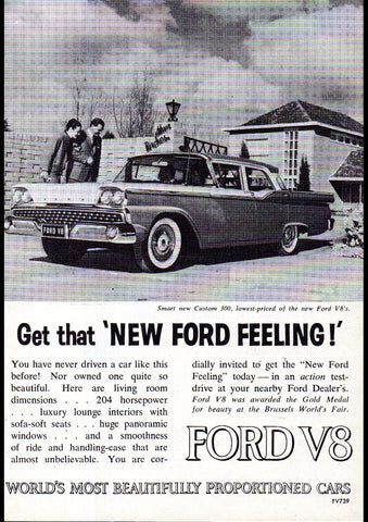1959 FORD CUSTOM 300 SEDAN AUSSIE AD ART PRINT POSTER