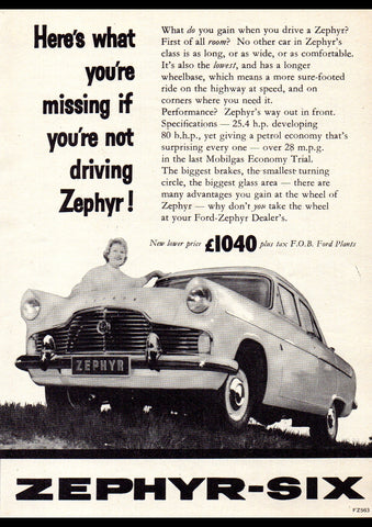 1959 FORD ZEPHYR-SIX AUSSIE AD ART PRINT POSTER
