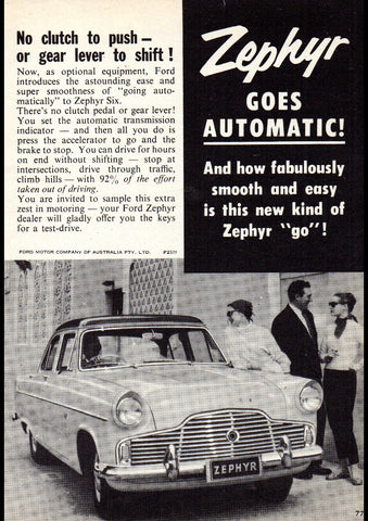 1959 FORD ZEPHYR-SIX MARK II SEDAN AUSSIE AD ART PRINT POSTER