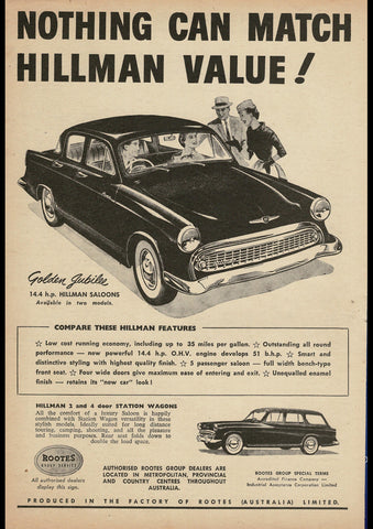 1959 HILLMAN HUSKY SEDAN & WAGON ROOTES GROUP AUSSIE AD ART PRINT POSTER