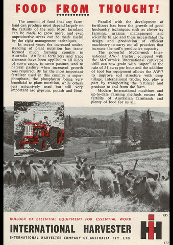 1959 INTERNATIONAL HARVESTER FOOD FROM THOUGHT AUSSIE AD ART PRINT POSTER