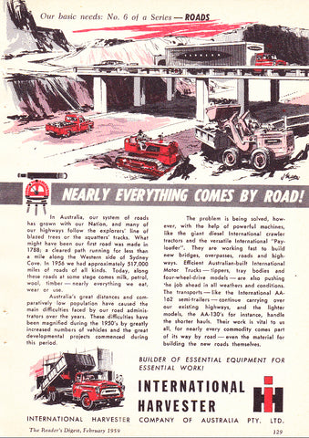1959 INTERNATIONAL HARVESTER OUR BASIC NEEDS #6 AUSSIE AD ART PRINT POSTER