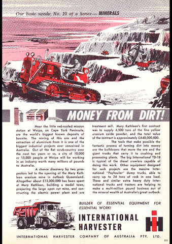 1959 INTERNATIONAL HARVESTER OUR BASIC NEEDS #10 AUSSIE AD ART PRINT POSTER