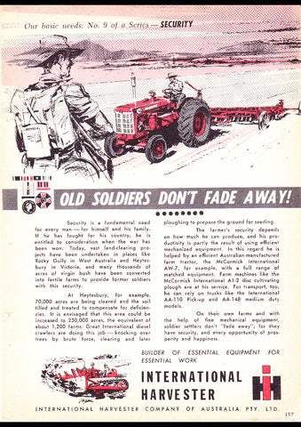 1959 INTERNATIONAL HARVESTER OUR BASIC NEEDS #9 AUSSIE AD ART PRINT POSTER