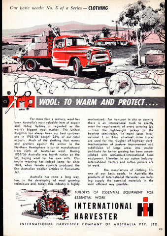 1959 INTERNATIONAL HARVESTER OUR BASIC NEEDS #5 AUSSIE AD ART PRINT POSTER