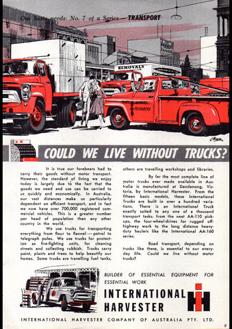 1959 INTERNATIONAL HARVESTER OUR BASIC NEEDS #7 AUSSIE AD ART PRINT POSTER