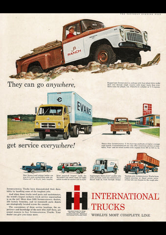 1959 INTERNATIONAL HARVESTER TRUCK RANGE USA AD ART PRINT POSTER