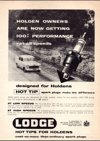 1959 LODGE SPARK PLUGS FE HOLDEN AUSSIE AD ART PRINT POSTER