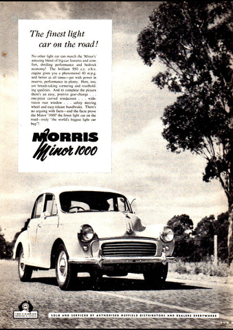 1959 MORRIS MINOR 1000 BMC AUSSIE AD ART PRINT POSTER