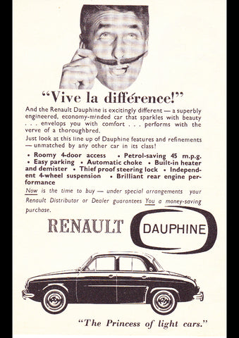 1959 RENAULT DAUPHINE AUSSIE AD ART PRINT POSTER
