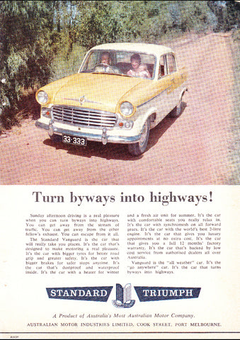 1959 STANDARD VANGUARD SEDAN AUSSIE AD ART PRINT POSTER