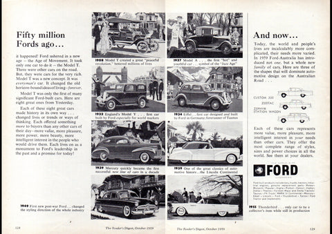 1959 WORLD WIDE FORD COMPANIES 50 MILLION FORDS AUSSIE AD ART PRINT POSTER
