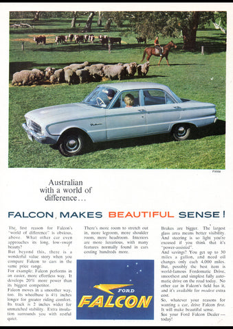 1960 XK FORD FALCON SEDAN AUSSIE AD ART PRINT POSTER