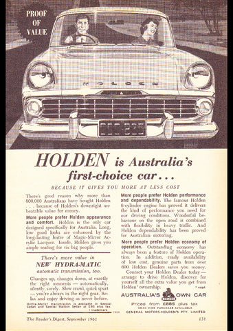 1961 EK HOLDEN SPECIAL AUSSIE AD ART PRINT POSTER