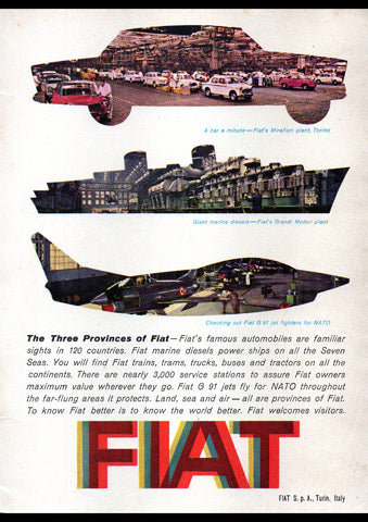 1961 FIAT INDUSTRIES INTERNATIONAL AD ART PRINT POSTER