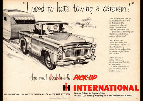1961 INTERNATIONAL HARVESTER AA-110 PICK-UP AUSSIE AD ART PRINT POSTER