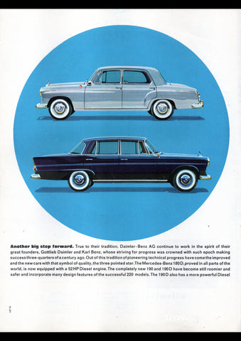 1961 MERCEDES BENZ 180D 120 PONTON 190 W121 190D INTERNATIONAL AD ART PRINT POSTER
