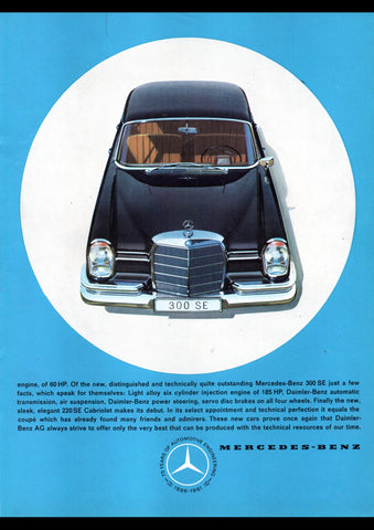 1961 MERCEDES BENZ 180D W120 PONTON 190 W121 190D INTERNATIONAL AD ART PRINT POSTER