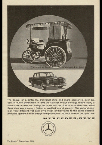 1961 MERCEDES BENZ 220 W111 SEDAN 75 YEARS INTERNATIONAL AD ART PRINT POSTER