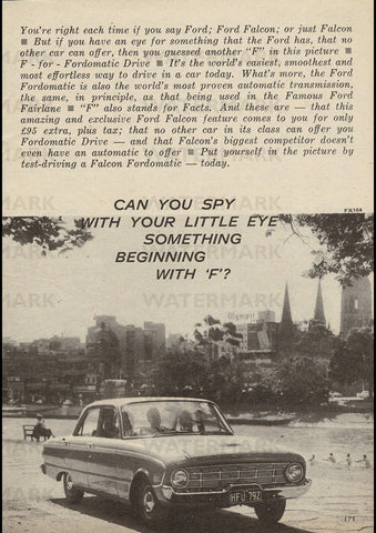 1961 XK FORD FALCON FORDOMATIC AUTOMATIC TRANSMISSION AUSSIE REPRO AD ART PRINT POSTER