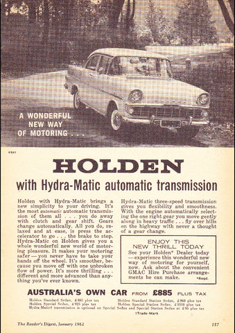 1962 EK HOLDEN SPECIAL SEDAN AUSSIE AD ART PRINT POSTER