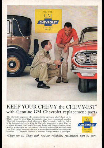 1962 GENERAL MOTORS GM CHEVROLET GENUINE PARTS USA AD ART PRINT POSTER