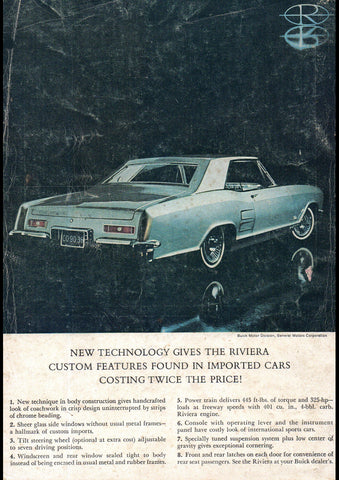 1963 BUICK RIVIERA HARDTOP USA AD ART PRINT POSTER