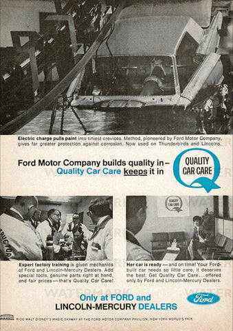1965 FORD MOTOR COMPANY CAR CARE USA AD ART PRINT POSTER