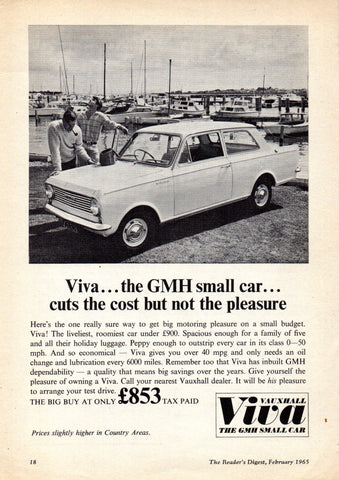 1965 HA VAUXHALL VIVA SEDAN GMH AUSSIE AD ART PRINT POSTER