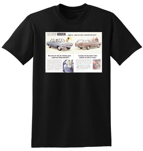 1965 HD HOLDEN SPECIAL SEDAN & STATION WAGON AUSSIE AD TSHIRT