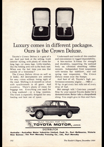 1965 TOYOTA CROWN DELUXE SEDAN AUSSIE AD ART PRINT POSTER