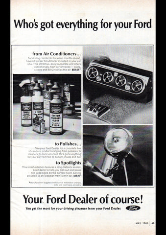 1966 FORD ACCESSORIES & PRODUCTS USA AD ART PRINT POSTER