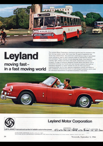 1966 LEYLAND MOTOR CO TRIUMPH ALCO BUSES AND TRUCKS AUSSIE AD ART PRINT POSTER